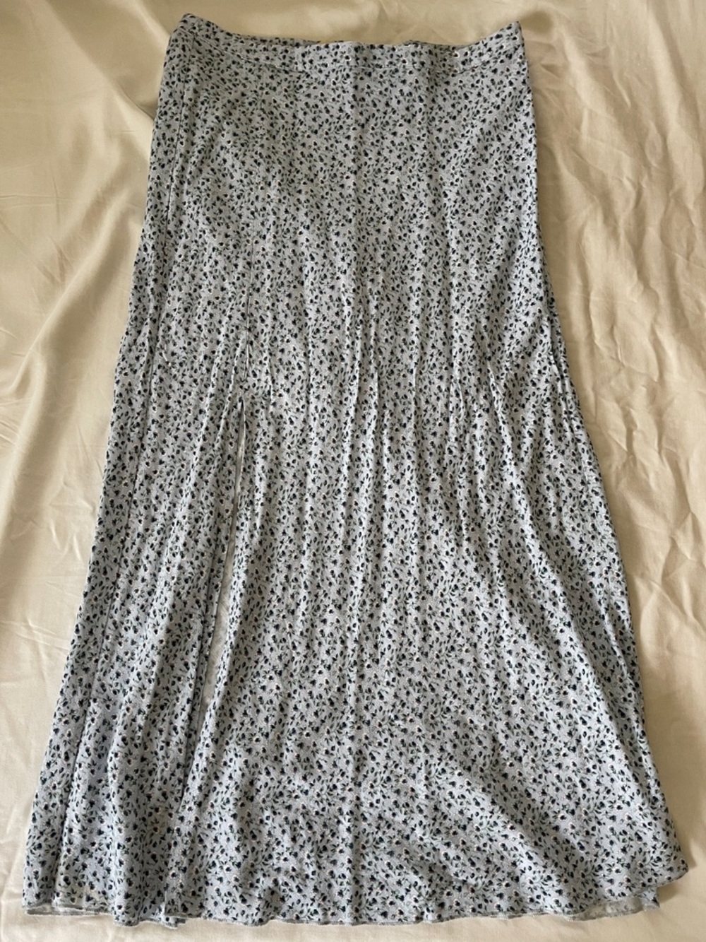 Urban Outfitters Light Blue Floral Skirt with Navy & Pink Accents